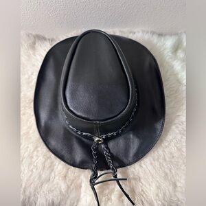 Black Leather Cowboy Hat